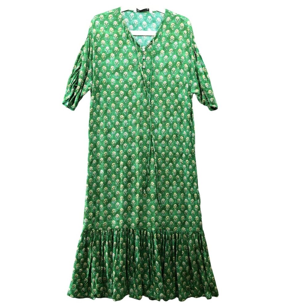 Zara Emerald Floral Print Maxi Dress